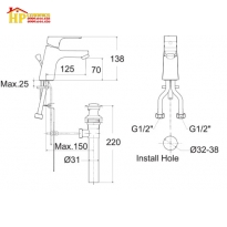 VÒI LAVABO NÓNG LẠNH AMERICAN STANDARD  WF-0401 CHÍNH HÃNG