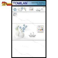 GẠCH ỐP TƯỜNG 30X60 SẮC MÀU TRẮNG VÂN KHÓI ĐIỂM BÌNH BÔNG TRẮNG CẮM NHÀNH HOA MỘC LAN XANH CAO CẤP GIÁ RẺ