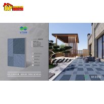 GẠCH LÁT SÂN 42X60 GIẢ ĐÁ KHỐI Ô BÀN CỜ MÀU XÁM CAO CẤP GIÁ RẺ