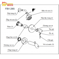 SEN TẮM ÂM TƯỜNG INAX BFV - 28S CHÍNH HÃNG