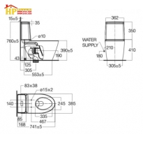 BÀN CẦU HAI KHỐI AMERICAN STANDARD 2307-WT CHÍNH HÃNG
