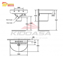 CHẬU LAVABO TREO TƯỜNG CHÂN NGẮN AMERICAN STANDARD 0552-WT/0740-WT CHÍNH HÃNG