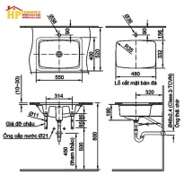 LAVABO ĐẶT ÂM INAX L-2298V CHÍNH HÃNG