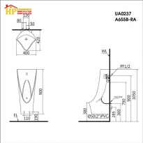 BỒN TIỂU NAM TREO TƯỜNG CAESAR UA0237 CHÍNH HÃNG
