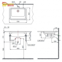 CHẬU LAVABO ÂM BÀN TOTO LT505T CHÍNH HÃNG