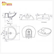 CHẬU LAVABO TREO TƯỜNG VIGLACERA V36 CHÍNH HÃNG