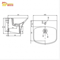 CHẬU LAVABO TREO TƯỜNG VIGLACERA  V64 CHÍNH HÃNG