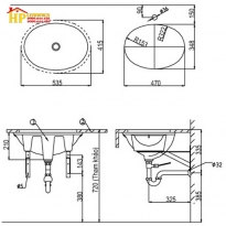 CHẬU LAVABO RỬA MẶT ÂM BÀN AL2293V CHÍNH HÃNG