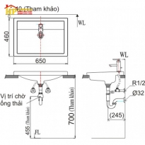 CHẬU LAVABO ÂM BÀN INAX L2397VEC CHÍNH HÃNG