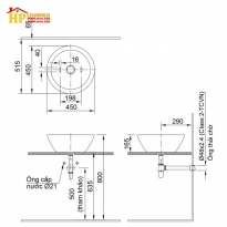 CHẬU RỬA MẶT ĐẶT BÀN INAX AL-445V CHÍNH HÃNG