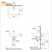 LAVABO CHÂN TREO CAESAR L2365+P2443 CHÍNH HÃNG