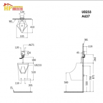BỒN TIỂU TREO TƯỜNG CAESAR  U0233 CHÍNH HÃNG