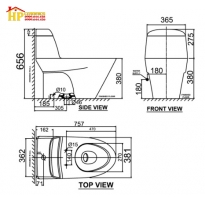 BÀN CẦU KHỐI AMERICAN STANDARD  VF-2011 CHÍNH HÃNG