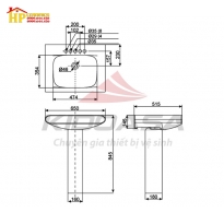 LAVABO TREO TƯỜNG CHÂN ĐỨNG AMERICAN STANDARD 0717WT/0075WT CHÍNH HÃNG