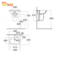 CHẬU LAVABO TREO TƯỜNG AMERICAN STANDARD VF-0947/VF-0741 CHÍNH HÃNG