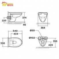 BÀN CẦU TREO TƯỜNG AMERICAN STANDARD WP-2207 CHÍNH HÃNG