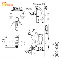 SEN TẮM DÂY NÓNG LẠNH INAX BFV-8000S-5C CHÍNH HÃNG