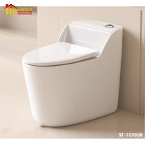BÀN CẦU MỘT KHỐI TRẮNG NÚT LỆCH 1030 CAO CẤP GIÁ RẺ
