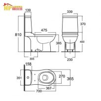 BÀN CẦU HAI KHỐI AMERICAN STANDARD 2426-WT CHÍNH HÃNG