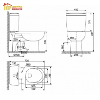 BÀN CẦU HAI KHỐI AMERICAN STANDARD 2793-WT CHÍNH HÃNG