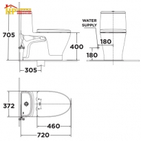 BÀN CẦU KHỐI AMERICAN STANDARD VF-1863 CHÍNH HÃNG