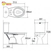 BÀN CẦU HAI KHỐI AMERICAN STANDARD VF-2314SL CHÍNH HÃNG