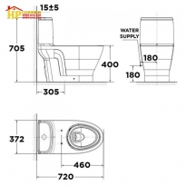 BÀN CẦU KHỐI AMERICAN STANDARD VF-1862  CHÍNH HÃNG