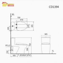 BÀN CẦU KHỐI CAESAR CD1394 CHÍNH HÃNG