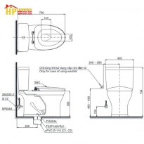 BÀN CẦU HAI KHỐI TOTO CS735DE4 NẮP VỆ SINH CHÍNH HÃNG