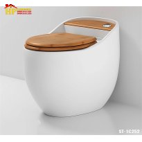 BÀN CẦU KHỐI QUẢ TRỨNG TRẮNG NẮP VÂN GỖ 252 CAO CẤP GIÁ RẺ