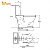BÀN CẦU KHỐI VIGLACERA  V45M CHÍNH HÃNG