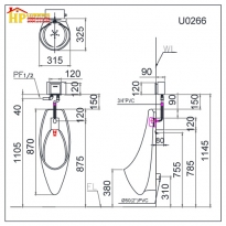 BỒN TIỂU TREO TƯỜNG CAESAR U0266 CHÍNH HÃNG