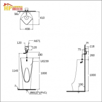 BỒN TIỂU ĐẶT SÀN XÃ TIỂU CẢM ỨNG ÂM TƯỜNG CAESAR  U0239 +A654 CHÍNH HÃNG