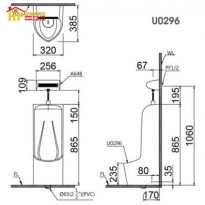 BỒN TIỂU ĐẶT SÀN CAESAR U0296 CHÍNH HÃNG