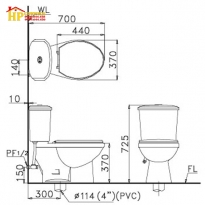 BÀN CẦU HAI KHỐI CAESAR CD1338 CHÍNH HÃNG