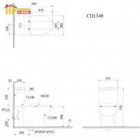 BÀN CẦU HAI KHỐI CAESARCD1340 CHÍNH HÃNG