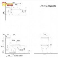 BÀN CẦU HAI KHỐI CAESAR CDS1338 CHÍNH HÃNG