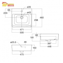 CHẬU LAVABO BÁN ÂM AMERICAN STANDARD 0519-WT CHÍNH HÃNG