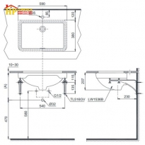 LAVABO ÂM BÀN TOTO LW1536V/TL516GV CHÍNH HÃNG
