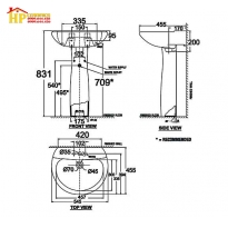 CHẬU LAVABO TREO TƯỜNG CHÂN DÀI AMERICAN STANDARD VF-0800/ VF-0901 CHÍNH HÃNG