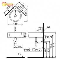 CHẬU LAVABO GÓC TREO TƯỜNG CAESAR LF5238 CHÍNH HÃNG