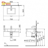 CHẬU LAVABO ĐẶT BÀN CAESAR LF5032 CHÍNH HÃNG