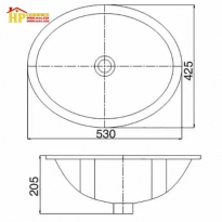 CHẬU LAVABO ÂM BÀN VIGLACERA S502 CHÍNH HÃNG