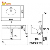 TỦ LAVABO CAESAR LF5026+EH05026DDV CHÍNH HÃNG