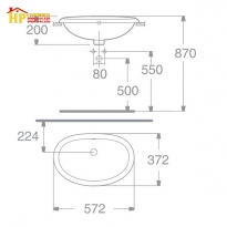 CHẬU LAVABO ÂM BÀN AMERICAN STANDARD  WP-F509 CHÍNH HÃNG