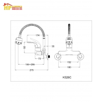 VÒI RỬA CHÉN NÓNG LẠNH GẮN TƯỜNG CAESAR K526C CHÍNH HÃNG
