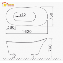BỒN TẮM NẰM ĐỘC LẬP CAESAR KT1160  CHÍNH HÃNG