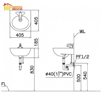 CHẬU LAVABO TREO TƯỜNG CAESAR L2140 CHÍNH HÃNG