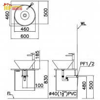 CHẬU LAVABO ĐẶT BÀN CAESAR  L5222 CHÍNH HÃNG