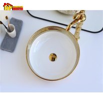 LAVABO RỬA MẶT HOA VĂN VÀNG L6018